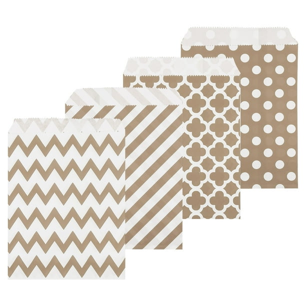 Uxcell 100Pcs Bolsas de Papel Kraft para Dulces, 7" x 5" Bolsas a Prueba de Grasa, Bolsas de Favor Planas, Bolsas de Regalo Pequeñas, Grises