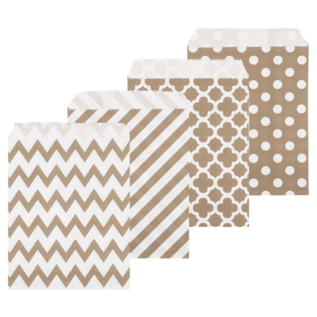 Uxcell 100Pcs Bolsas de Papel Kraft para Dulces, 7" x 5" Bolsas a Prueba de Grasa, Bolsas de Favor Planas, Bolsas de Regalo Pequeñas, Grises