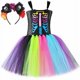 thumbnail image 3 of Disfraz de esqueleto para niños, vestido de tul con tutú y huesos de arcoíris coloridos, disfraces de esqueleto fantasma para Halloween para niñas, vestidos elegantes para niñas pequeñas, 3 of 5