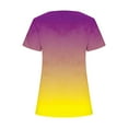 thumbnail image 4 of Plebaso Womens Summer Shirts Short Sleeve Gradient Tunic Tops Square Neck Dressy Loose Blouses with Split, 4 of 4