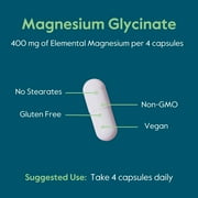 BESTVITE Magnesium Glycinate 400mg - 400mg of Elemental Magnesium per Serving (240 Vegetarian Capsules) - No Stearates - No Silicon Dioxide - Vegan - Non GMO - Gluten Free