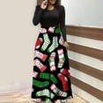 thumbnail image 2 of Vestidos de Navidad Para Mujer Estampado de Árbol de Navidad Manga Larga Cuello Redondo Vestido Largo Playa Casual Maxi Sundress Odeerbi ODB202981, 2 of 6