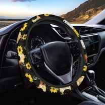 FKELYI Sunflower Cock Steering Wheel Cover Unviersal 14-15 inch Grip Cover Automative Accessories Non-Slip Car Decor Steering Wheel Cover