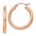 thumbnail image 1 of 10k Rose Gold 3mm Hoop Earrings Round, 1 of 6