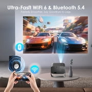 Salange Mini Portable Projector 4K Support with Built-in Apps, WiFi 6 and BT5.2,16000Lumen High brightness, Electric Focus/Keystone, 200” Big Screen Projector for Home/Outdoor Movies