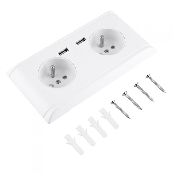 KSTE Multi-Fonctionnelle UE Prise Murale Prise de Courant Prise avec Double Port USB for Chargeur de téléphone 250V