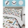 thumbnail image 4 of Quilts Full Size Bedding Set, Cartoon Construction Vehicle Lightweight Quilted Comforter, Modern Excavator Crane Soft Reversible Bedspread Coverlet with Pillow Covers for All Season, 78" x 90", 4 of 7