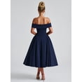 thumbnail image 6 of Women'S Off the Shoulder Cocktail Maxi Dress Sleeveless Casual A Line Elegant Flowy Formal Dresses Navy Blue M, 6 of 9