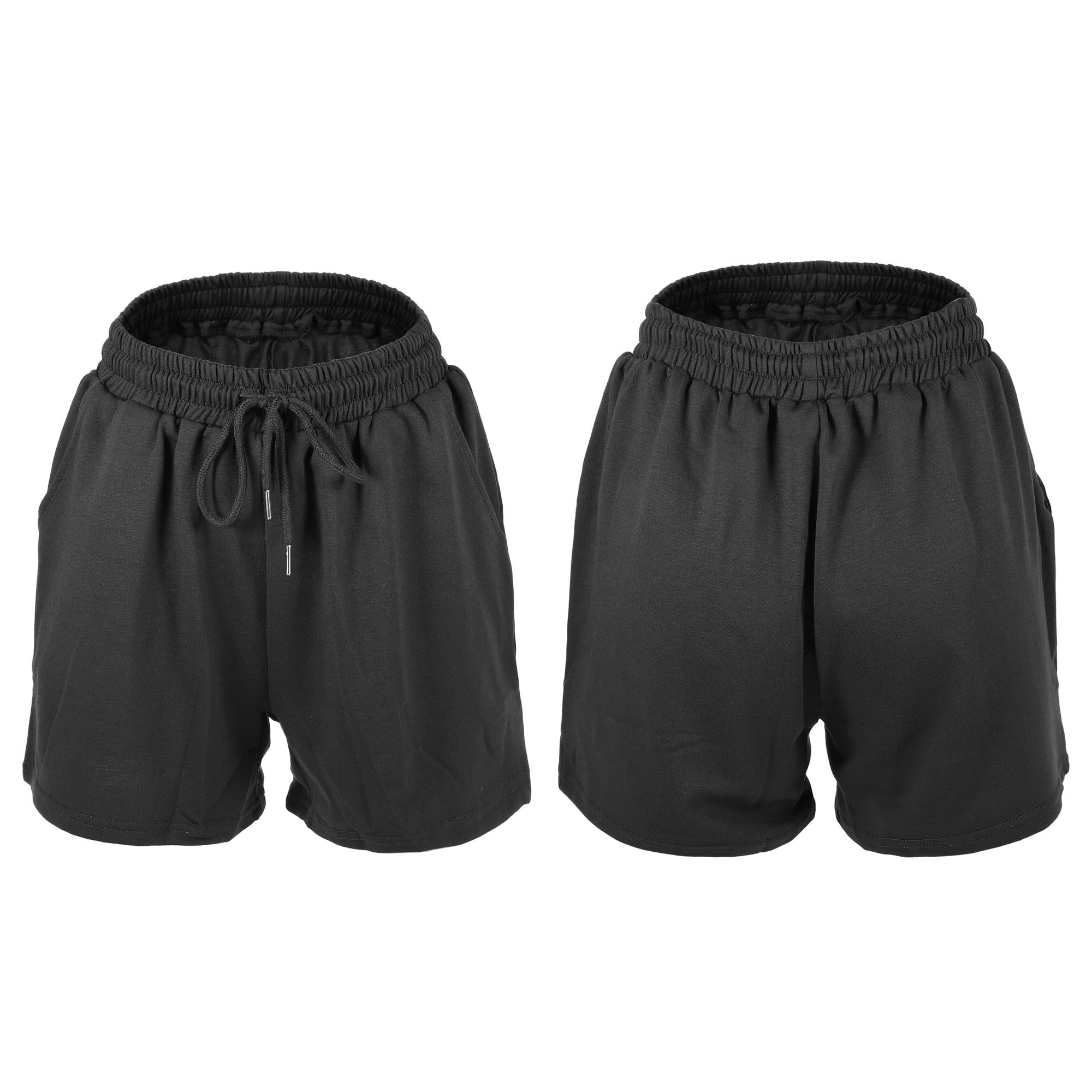 Unique Bargains 1Pcs Women's Flowy Running Shorts Casual High Waisted Workout Shorts S Black