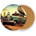 thumbnail image 2 of Coolnut Fantasy Painting Coaster, Drinks Round Absorbent Stone Set with Ceramic Stone and Cork Base, Tabletop Protection Mats and Cups Place for 2PCS Home Decor, 2 of 6