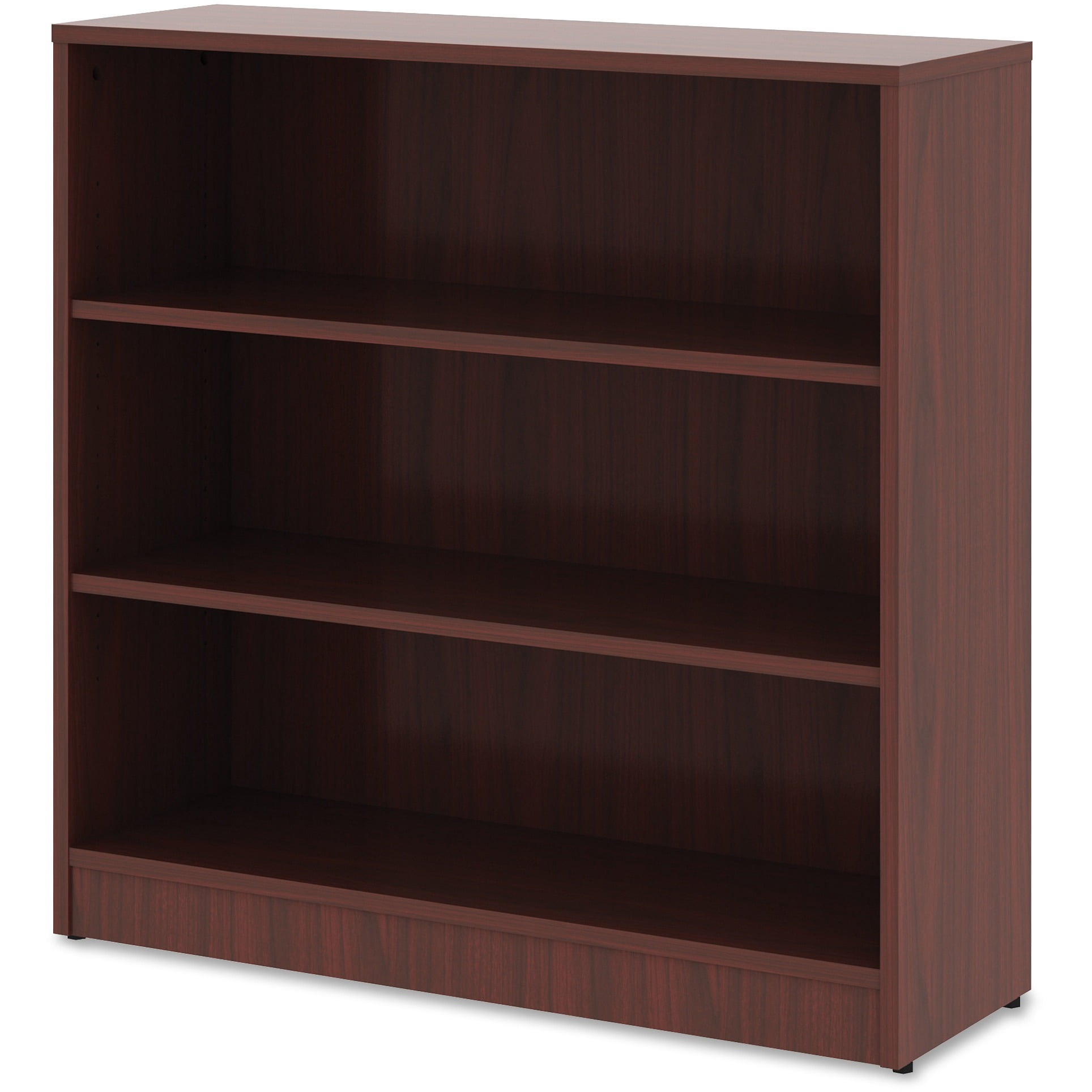 Lorell Mahogany Laminate Bookcase - 36" Height X 36" Width X 12" Depth - Sturdy, Adjustable Feet, Adjustable Shelf - Mahogany - Laminate - 1 Each