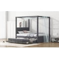 thumbnail image 3 of DreamBuck Full Size Upholstery Canopy Bed with Trundle and 3 Storage Drawers, Linen Upholstery Platform Bed Frame with 4-Poster Canopy Roof, Full Bed Frame for Bedroom, Guest Room, Easy Assembly, 3 of 9