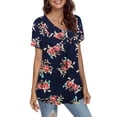thumbnail image 3 of a.Jesdani Women's Plus Size Tunic Tops Casual Floral Blouses Short Sleeve Henley Shirts for Women M-4XL, 3 of 7