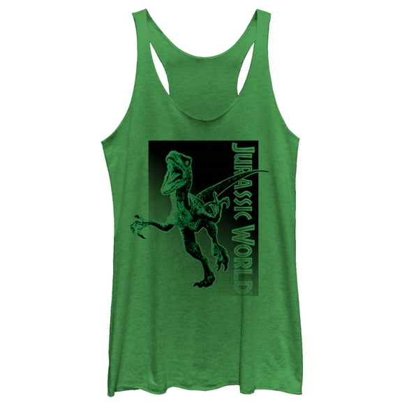 Women's Jurassic World Velociraptor Attack  Racerback Tank Top Envy Green 2X Large