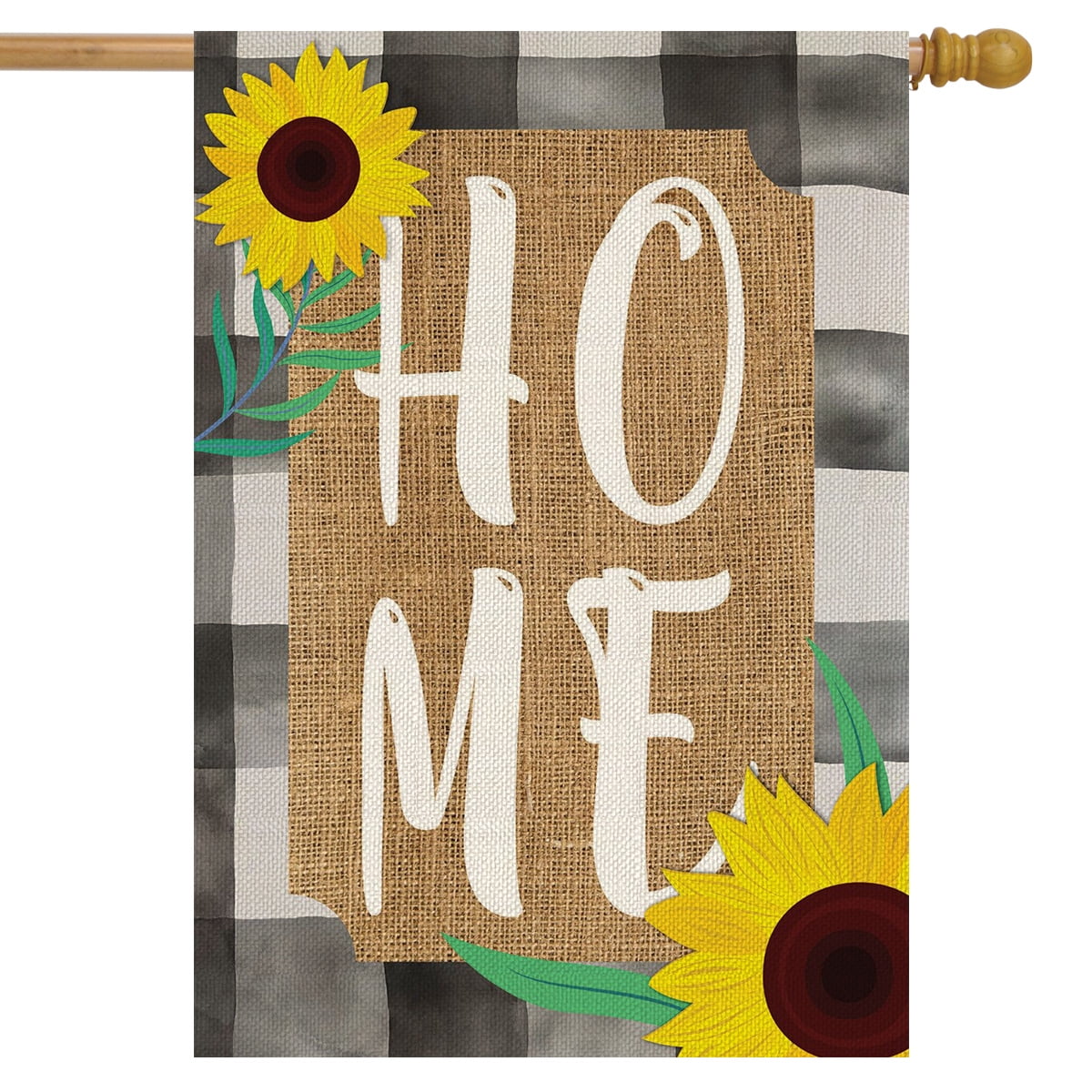 Farm House Home Summer Burlap House Flag Sunflowers DoubleSided 28" x 40"