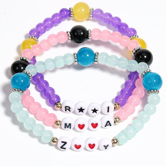 AICase 3Pcs Bracelets Set For K POP Merch Bracelets Inspired Bracelets Stackable Stretch Bracelets Jewelry Birthday Christmas for KPop Stuff Fans Cosplay Outfit Gifts Accessories