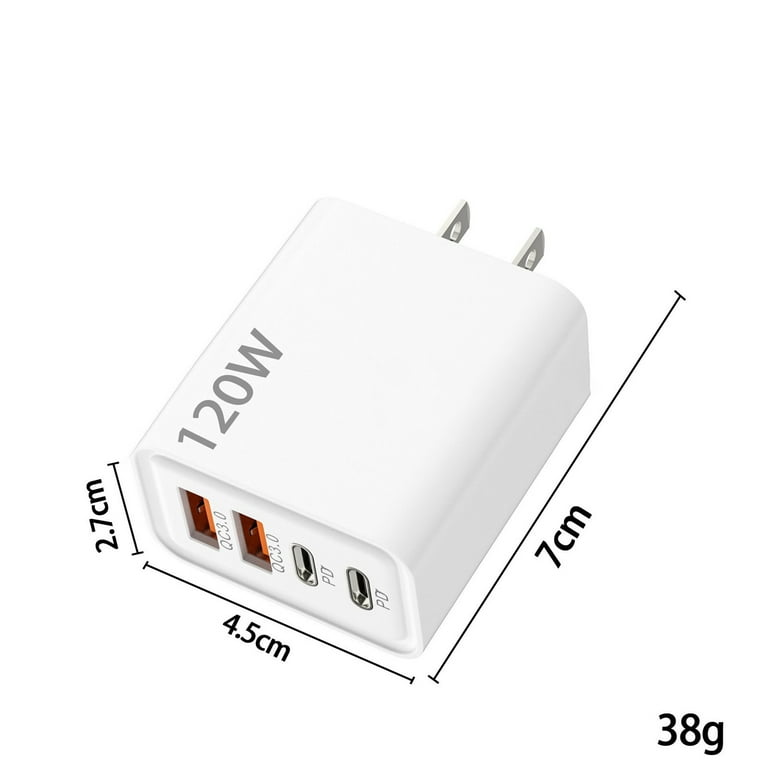 120W GaN Charger 4-Port Fast Wall Charger Block for iPhone 15