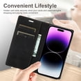 thumbnail image 3 of for iPhone 16 Pro Max Wallet Case Cover, Luxury Wallet Case with Card Holder Magnetic Clasp Kickstand PU Leather Folio Protective Phone Case for iPhone 16 Pro Max, Black, 3 of 11