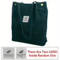 thumbnail image 4 of Corduroy Patch Letter Versatile Shoulder Bag, Large Capacity Stylish Shopping Bag, Solid Color Soft Trendy Crossbody Bag, 4 of 4