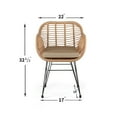 thumbnail image 3 of Crescent 3-Piece Outdoor Wicker Patio Bistro Set with Cushions White, 3 of 5