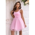 thumbnail image 3 of Women's Wide Strap Mesh Dress with Sheer Bodice and Slight Stretch 100% Polyamide Fabric for Evening Wear Event Ready, 3 of 5