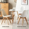 thumbnail image 4 of Kadyn Dining Chairs, Set of 4, Mid-Century Modern Dining Room Kitchen Chairs with PU Leather Cushions and Wooden Legs for Home, Living Room, Bedroom, Lounge, Casual Chairs, White, 4 of 7