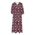 thumbnail image 5 of Mnyycxen Women Boho Floral Printed Maxi Dresses V Neck Long Sleeve Tie Beach Dress Smocked Layer Flowy Dresses, 5 of 5