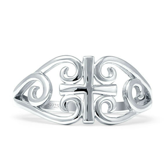 Cross Filigree Celtic Ring Statement 925 Sterling Silver Size 4