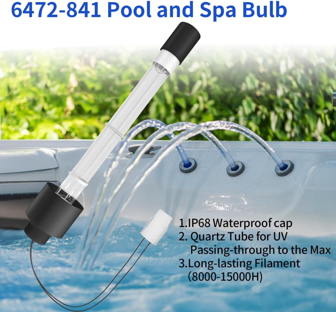 6472-841 Clear Ray XL Replacement UV Bulb for Jacuzzi J-200/J-300/J-400 & Sundance Spas 2012+ Models, Hot Tub Water Purification System,Pool and spa Bulb.