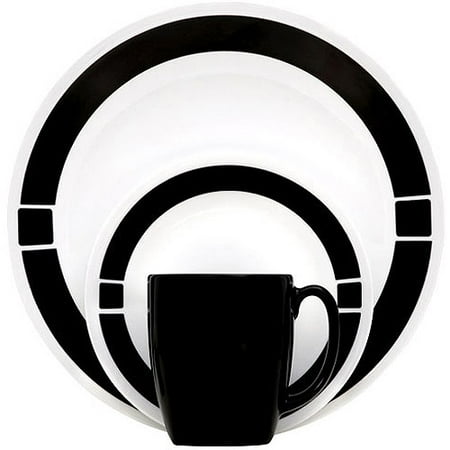 Corelle Livingware Urban 16-Piece Dinnerware Set, Black