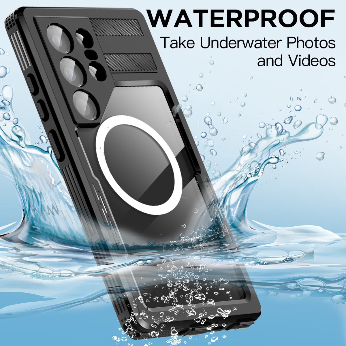 AICase Waterproof Case Cover for Samsung Galaxy S26 Ultra, IP68 Waterproof Full Body Protective Shockproof Case with Build in Screen Protector Anti-Scratch Cell Phone Case,Black