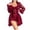 Wine, variant on JSGEK Women Sheer Robe and Chemise Dress 2 Piece Set Lace Trim Belted Waist Nightwear Lingerie Set Red M