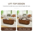 thumbnail image 6 of Wirrytor Lift Top Wood Oval Coffee Table with Hidden Storage Compartment and Shelf for Living Room, Fluted Oval Center Tea Table with Wooden Lift-Top for Apartment, Small Space, Brown, 6 of 9