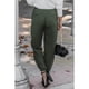 thumbnail image 4 of Pantalones Casuales Largos Color Puro Talle Alto Bolsillos Laterales Puños Cónicos Pantalones Sueltos Para Mujer Verde M, 4 of 6