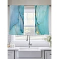 thumbnail image 5 of Teal Marble Sheer Curtains 45 Inch Length 2 Panels Set for Living Room/Bedroom, Modern Abstract Ink Painting Art Luxury Semi Curtain Sheers Drapes Rod Pocket Curtains Window Treatment Set 52''x45''x2, 5 of 7
