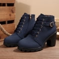 thumbnail image 5 of OKBOP Women's Chunky Ankle Boots Faux Suede Combat Lace-Up Ankle-High Winter, 5 of 5