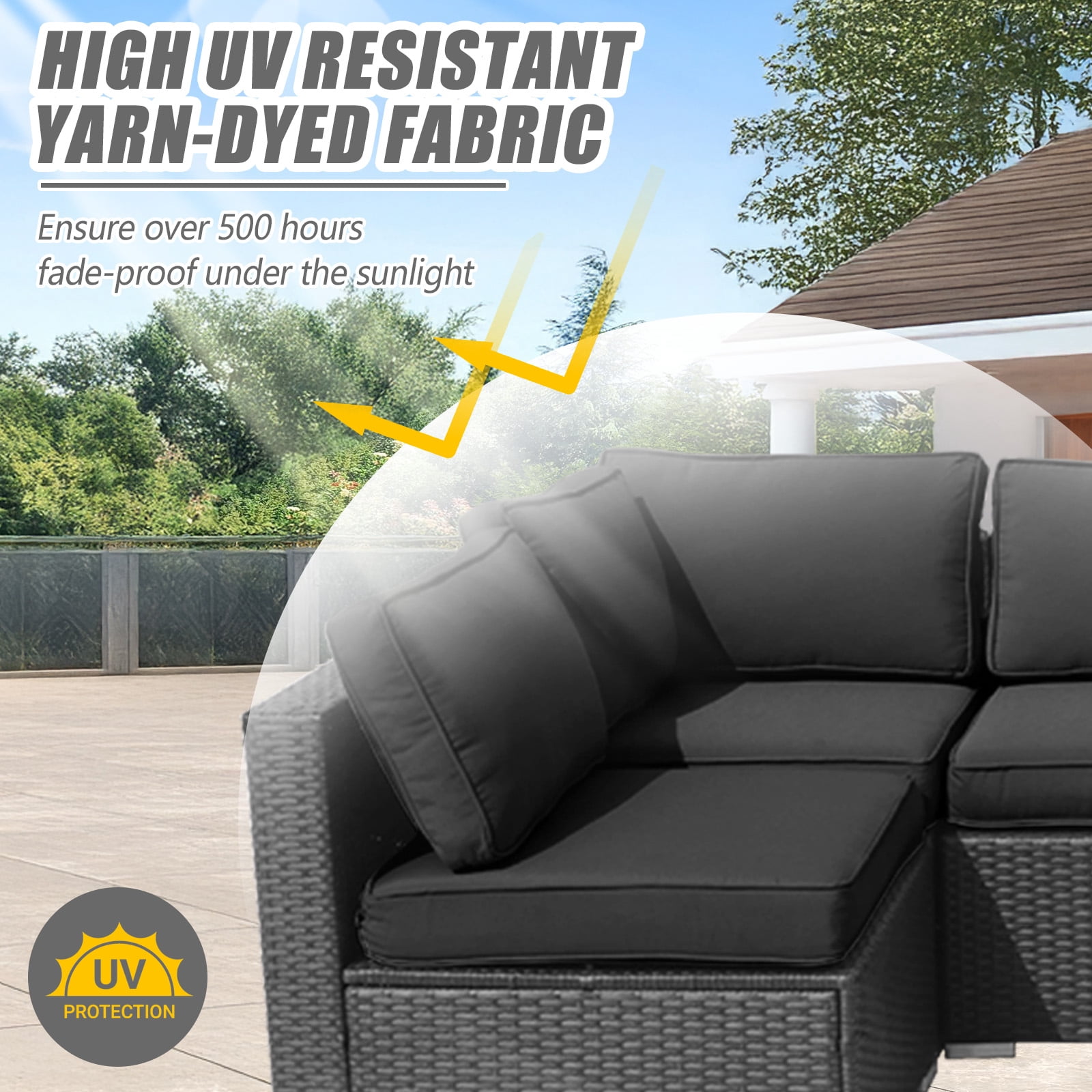 14 Pcs Patio Cushion Covers Replacement Outdoor Couch Cushions Covers Splashproof Sofa Slipcovers Set with Zippers,Patio Furniture Protector, Couch 3 Sizes, Covers Only
