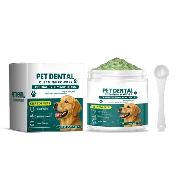 Dog Teeth Cleaning Powder - Breath Freshener, Dental Care for Doggies & Cats, Tartar Remover Cleaning Powder for Teeth (3.53oz)