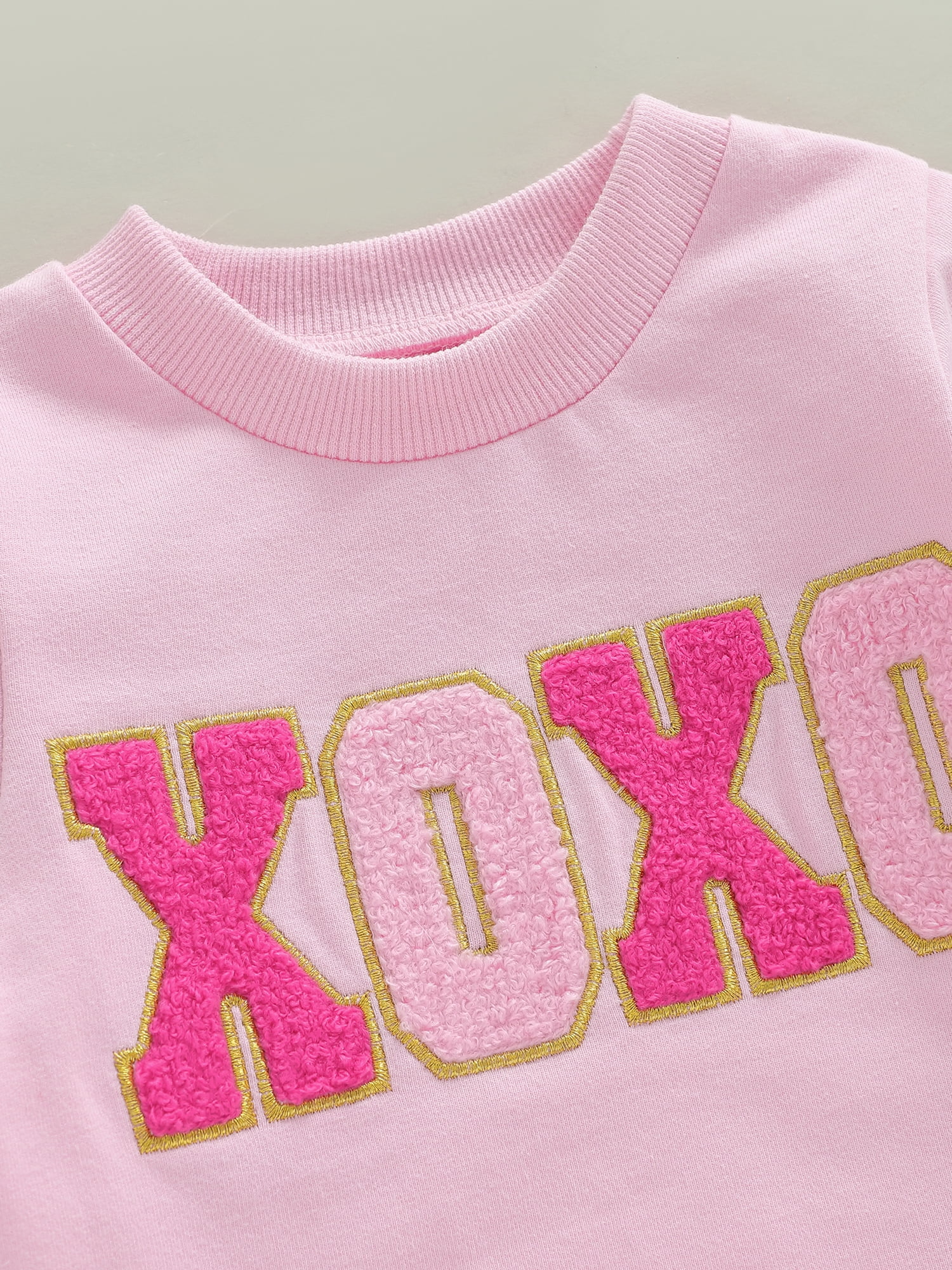 Jxzom Toddler Baby Girl Valentines Outfit XOXO Letter Embroidery Long Sleeve Sweatshirt Tops and Tulle Tutu Skirts Set 1-6 Years Cute Valentines Clothes