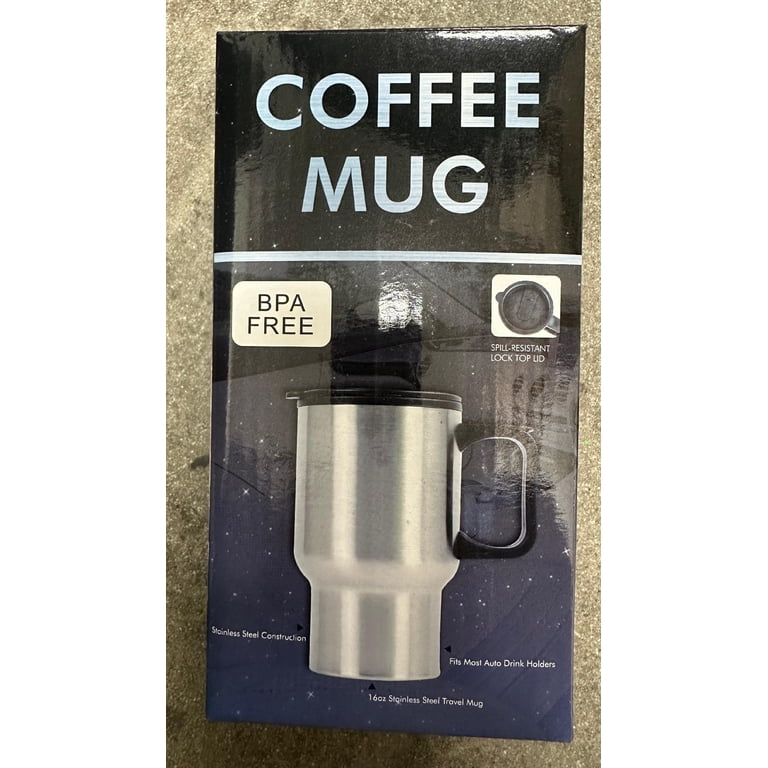 16 oz Stainless Steel Double Wall Travel Mug with Handle for Hot/Cold  Beverages - Walmart.com