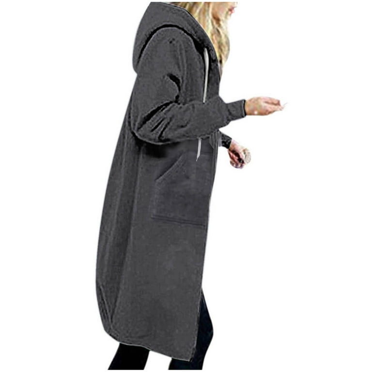 Lcziwo Womens Winter Coat Fleece Lined Plus Size Baggy Long Coats