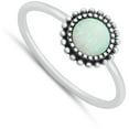 thumbnail image 4 of CHOOSE YOUR COLOR White Simulated Opal Sun Flower Ring .925 Sterling Silver Band CZ Female Size 8, 4 of 4
