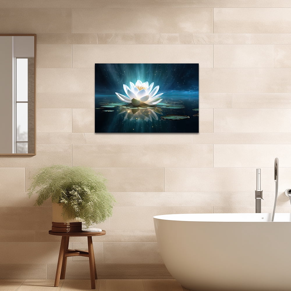 ZHONGYUTONG Lotus Flower Painting Zen Canvas Wall Art Spa Meditation Picture Prints Decor (24"x36")