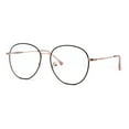 thumbnail image 3 of 90s Large Round Optical Quality Metal Rim Blue Light Flitering Computer Glasses Rose Gold Black, 3 of 4