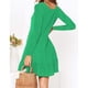 thumbnail image 2 of Vestido verde L Aline con escote en V, transpirable, mangas largas, color puro, fibra de poliéster resistente a las arrugas para uso informal y compras, 2 of 4