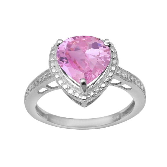 6mm Heart Shape Pink CZ 925 Sterling Silver Solitaire Women Valentines Day Gifts Ring
