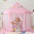 thumbnail image 2 of Castle Princess Tents for Little Girls with Lights, Girls Fairy Castle Play Tents Kids Play Tents for Indoor and Outdoor Play,  Relaxation and Creative Space Pink, 2 of 9
