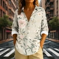 thumbnail image 3 of Uootdi Boho Long Sleeve Shirts for Women V Neck Button Down T Shirts Casual Loose Fit Floral Print Basic Tops Tees Blouses Gift, 3 of 6