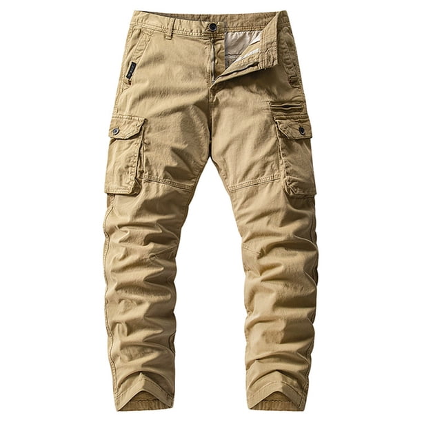 Pantalones largos para hombre, moda informal, cómodos, sólidos, con bolsillos, con cordón ajustable, pantalones regulares de poliéster para hombre.