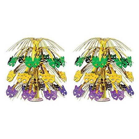 Beistle Mardi Gras Cascade Centerpieces 2 Piece, 18", Green/Gold/Purple